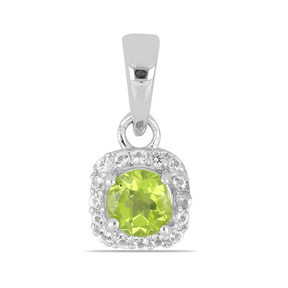 Pandantiv din Argint 925 ( 0.87 grame ) cu Peridot Changbai și Topaz Alb 0.71 Carate 1 