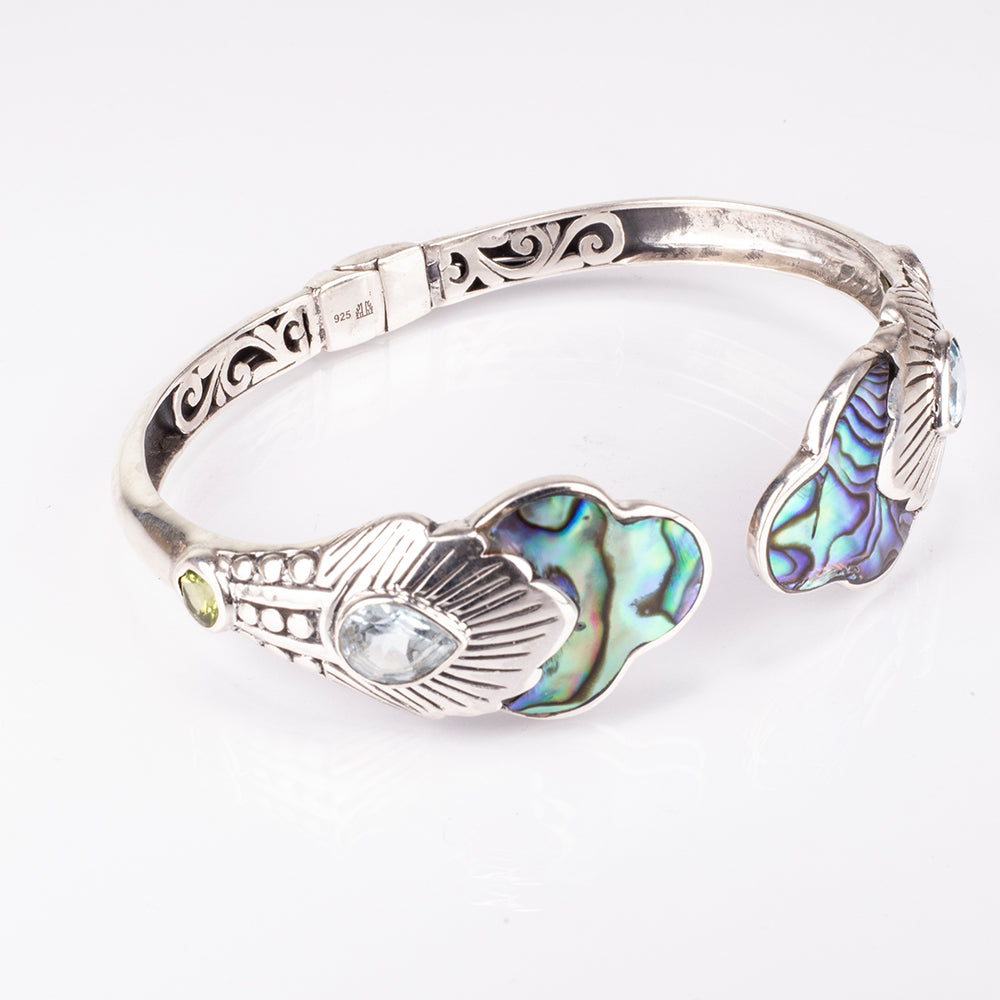 Brățară din Argint 925 ( 20.18 grame ) cu Scoică Abalone și Lapis Lazuli 9.6 Carate