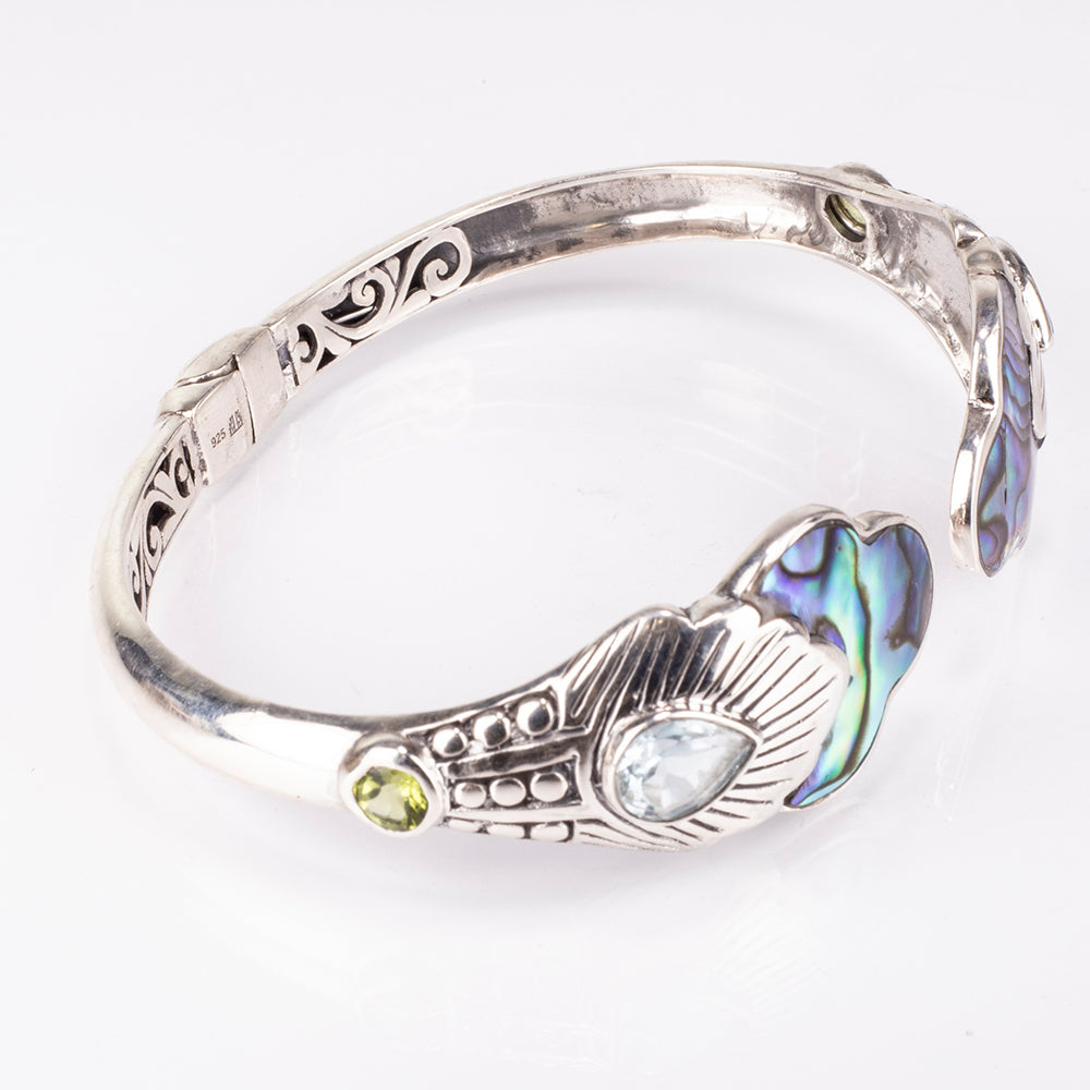 Brățară din Argint 925 ( 20.18 grame ) cu Scoică Abalone și Lapis Lazuli 9.6 Carate