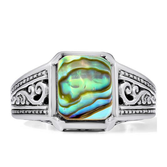 Inel din Argint 925 ( 8.1 grame ) cu Scoică Abalone 1.25 Carate