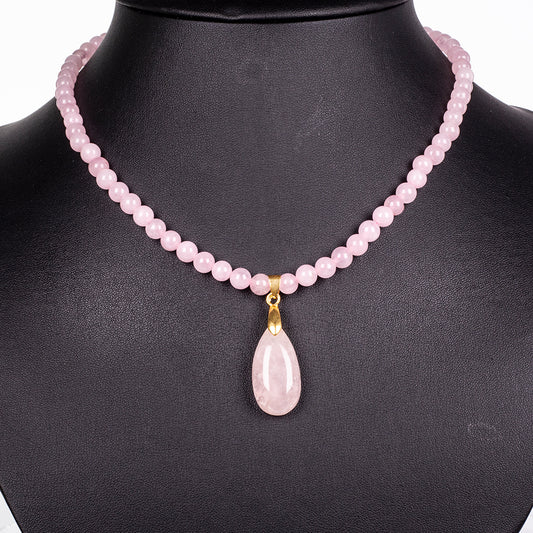 Colier din Aliaj Placat cu Aur ( 30.64 grame ) cu Cuarţ Roz 153.19 Carate