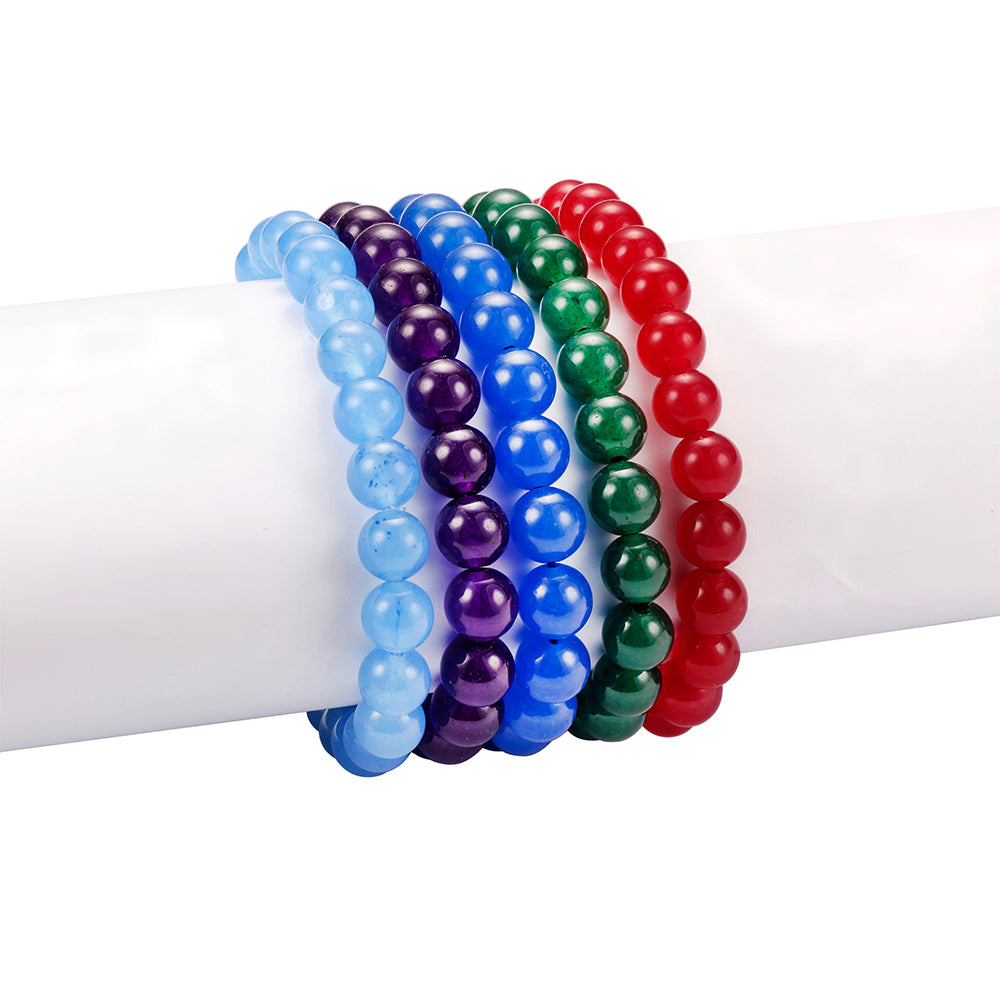 Set of Bracelet with Dyed Amethyst Jade, Green Jade, Light Blue Jade, Dark Blue Jade and Red Jade ATWG: 88.55 cts, AVG: 88.56 grms 1 