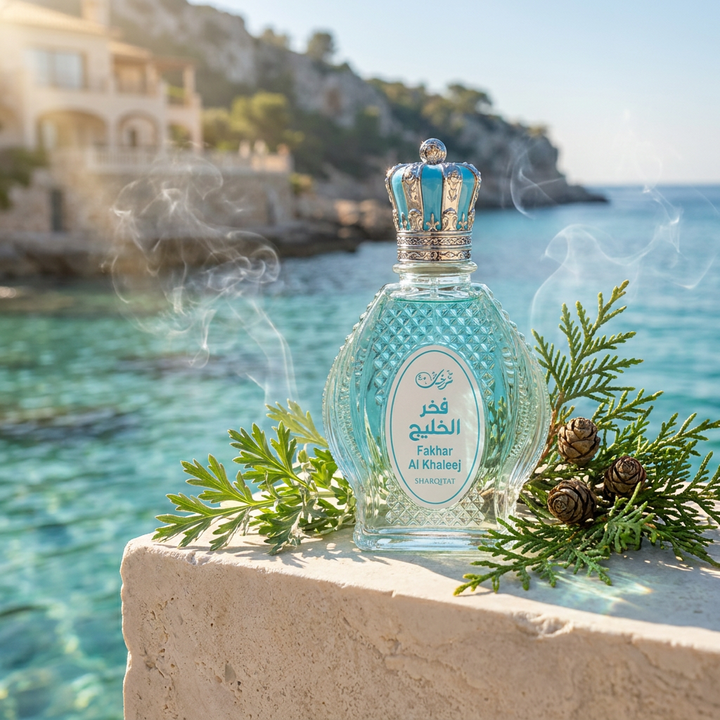 100 ml Eau de Perfume Oriental FAKHAR AL KHALEEJ (TOP: BERGAMOT, GINGER, APPLE; MIDDLE: SAGE, JUNIPER, GERANIUM; BASE: VETIVER, CEDAR, AMBER NOTES, TONKA BEAN, INCENSE)