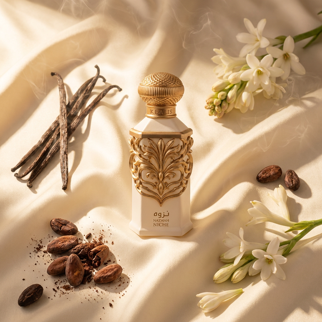 100 ml Eau de Perfume Oriental NAZWAH (TOP: Milk, Ambrette (Musk Mallow) and Mystikal; MIDDLE: Tuberose, Jasmine, Incense and Mahonial; BASE: Vanilla, Musk, Tonka Bean and Cacao)