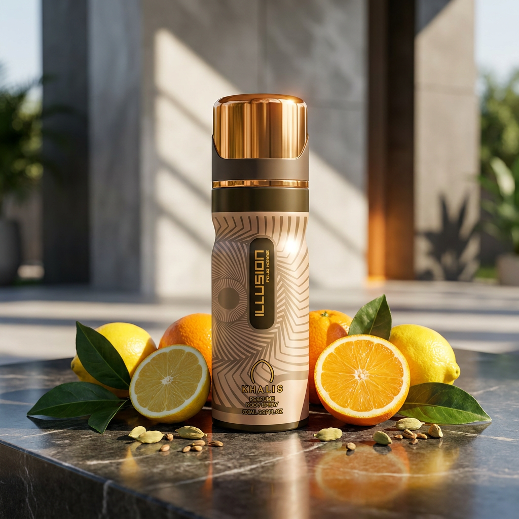 Perfume Body Spray ILLUSION 200 ML (TOP: LEMON, GRAPEFRUIT; MIDDLE: CARDAMOM; BASE: PATCHOULI, MUSK, AMBER) 5 