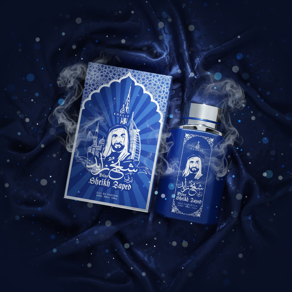 100 ml Eau de Perfume SHEIKH ZAYED BLUE cu Arome de Mosc și Oud pentru Bărbați 4 
