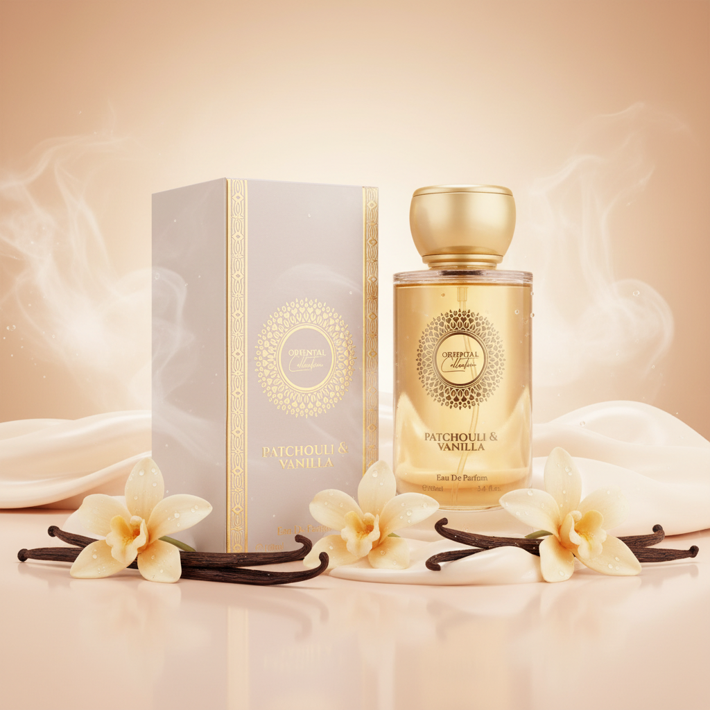 100 ml EDP PATCHOULI & VANILLA cu Arome Orientale, lemnoase, elegant, pudrat pentru Femei 3 