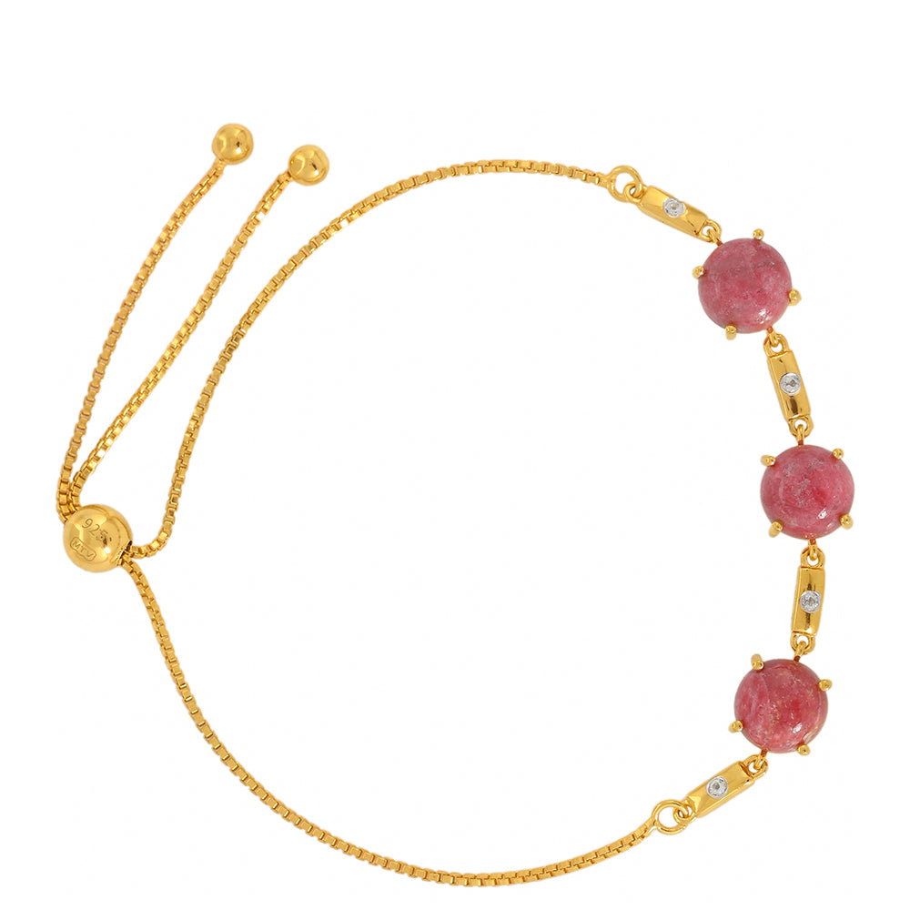 Brățară din Argint 925 Placat cu Aur ( 3.97 grame ) cu Thulit și Topaz Alb 6.78 Carate 2 