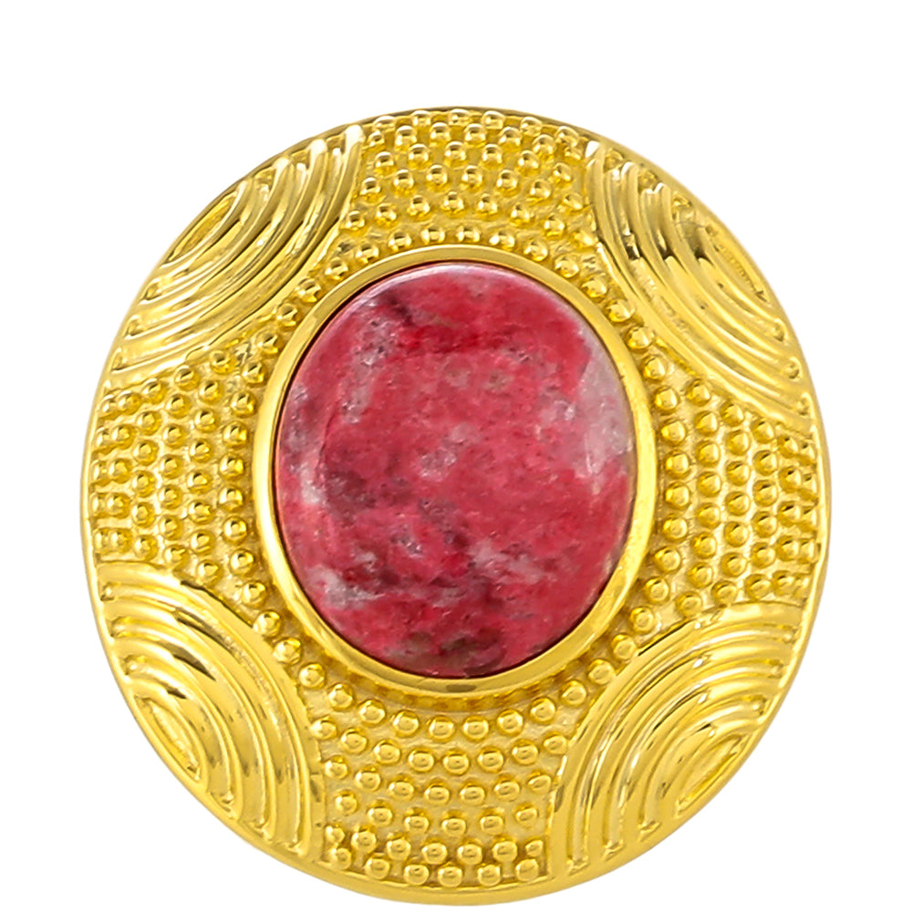 Inel din Argint 925 Placat cu Aur ( 6.08 grame ) cu Thulit 4.48 Carate 1 