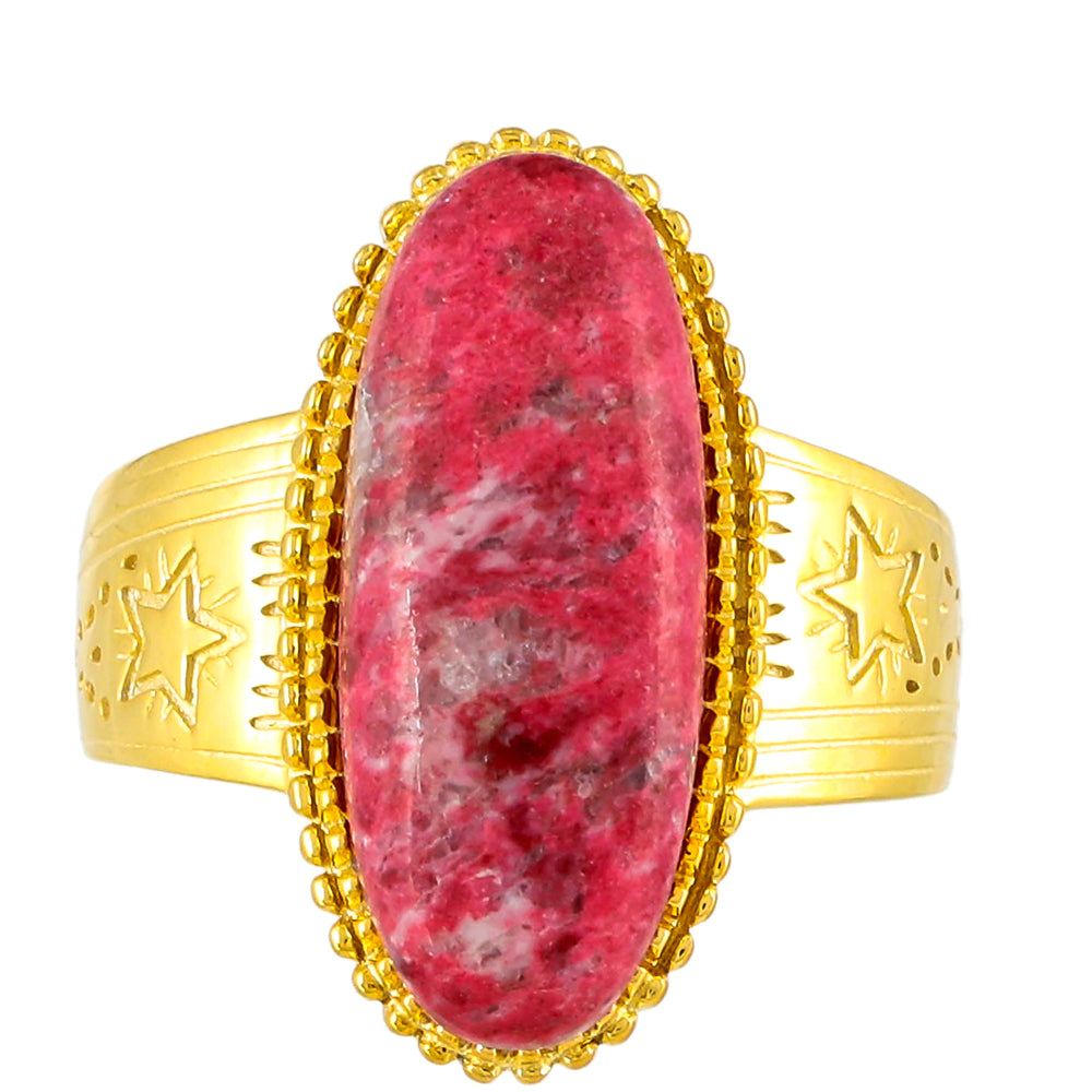 Inel din Argint 925 Placat cu Aur ( 6.62 grame ) cu Thulit 7.1 Carate 1 