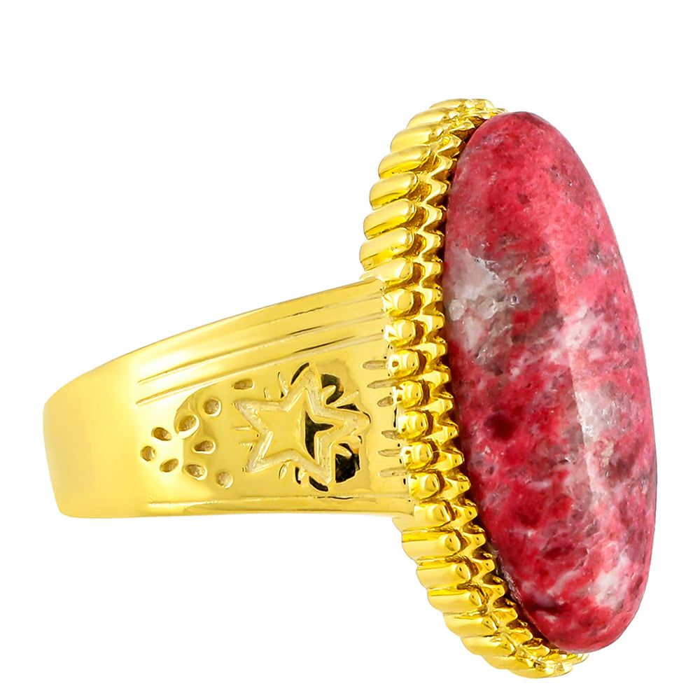Inel din Argint 925 Placat cu Aur ( 6.62 grame ) cu Thulit 7.1 Carate 2 