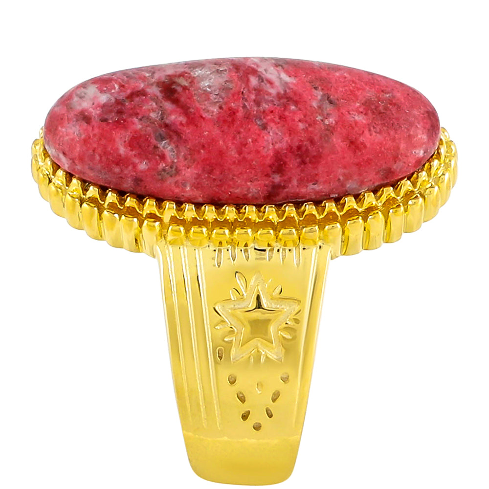 Inel din Argint 925 Placat cu Aur ( 6.62 grame ) cu Thulit 7.1 Carate 3 