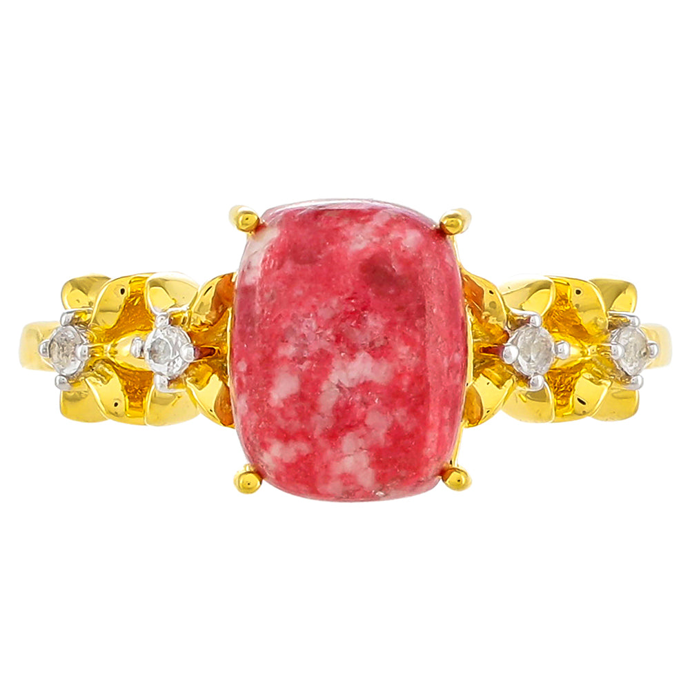 Inel din Argint 925 Placat cu Aur ( 2.33 grame ) cu Thulit și Topaz Alb 2.69 Carate 1 