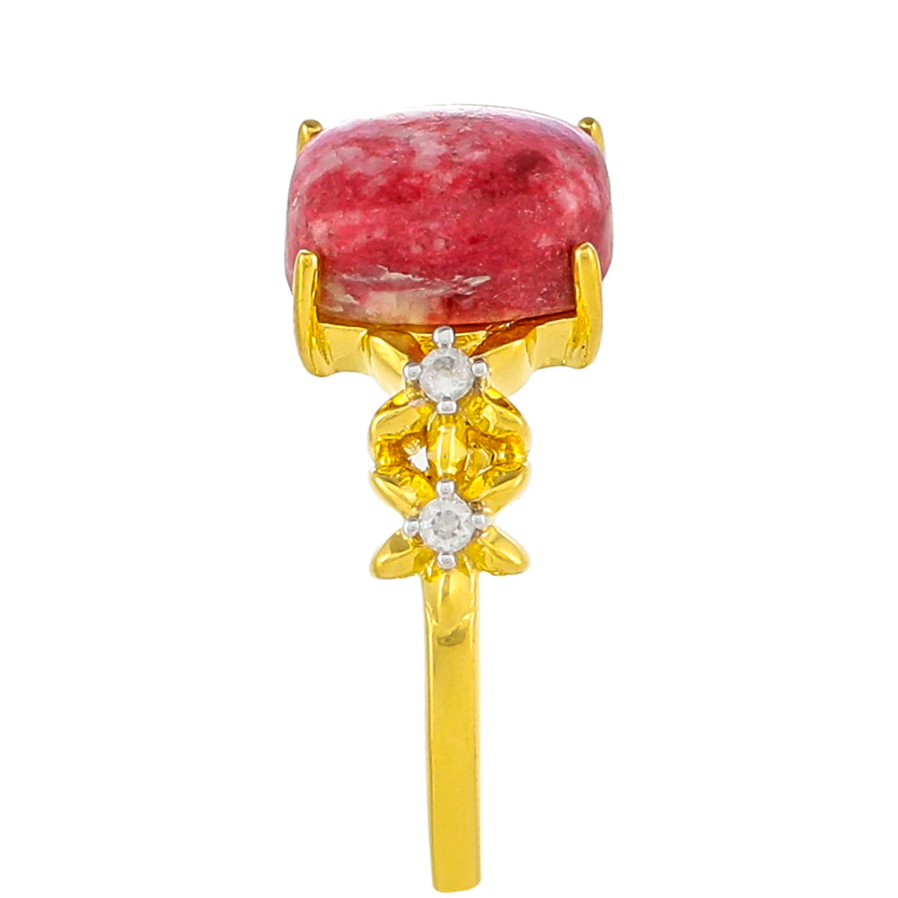 Inel din Argint 925 Placat cu Aur ( 2.33 grame ) cu Thulit și Topaz Alb 2.69 Carate 3 