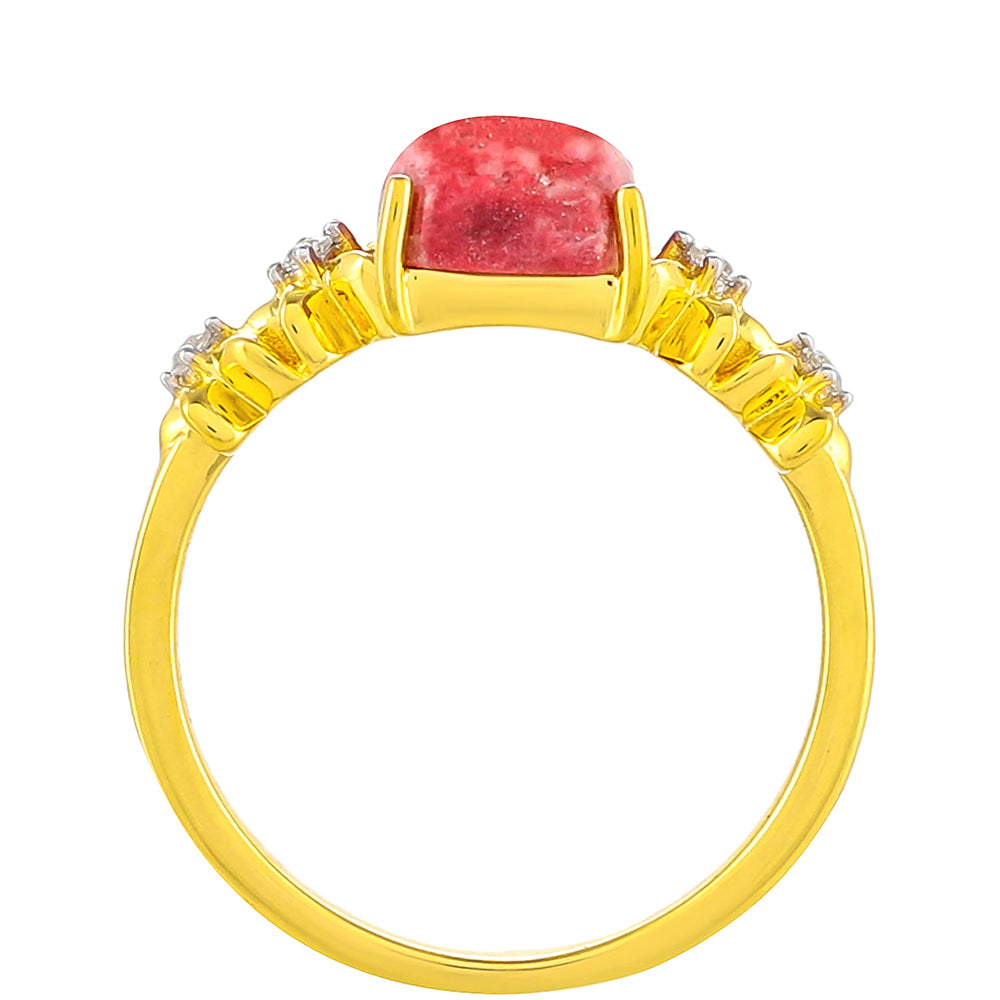 Inel din Argint 925 Placat cu Aur ( 2.33 grame ) cu Thulit și Topaz Alb 2.69 Carate 4 