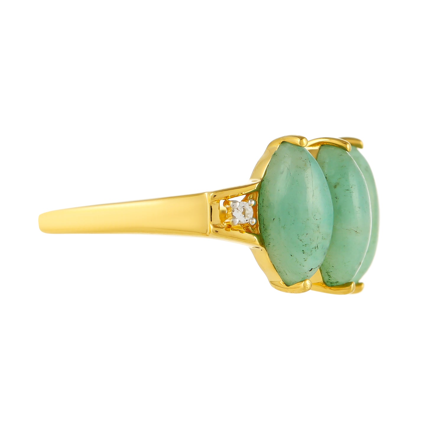 Inel din Argint 925 Placat cu Aur ( 2.87 grame ) cu Amazonit și Topaz Alb 3.65 Carate