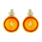 Cercei din Argint 925 Placat cu Aur ( 2.73 grame ) cu Carneol și Topaz Alb 6.3 Carate