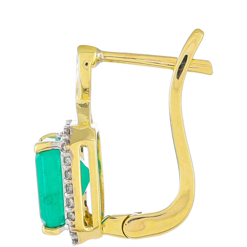 Cercei din Aur de 9K ( 2.43 grame ) cu Smarald Zambian și Zircon Natural 2.42 Carate