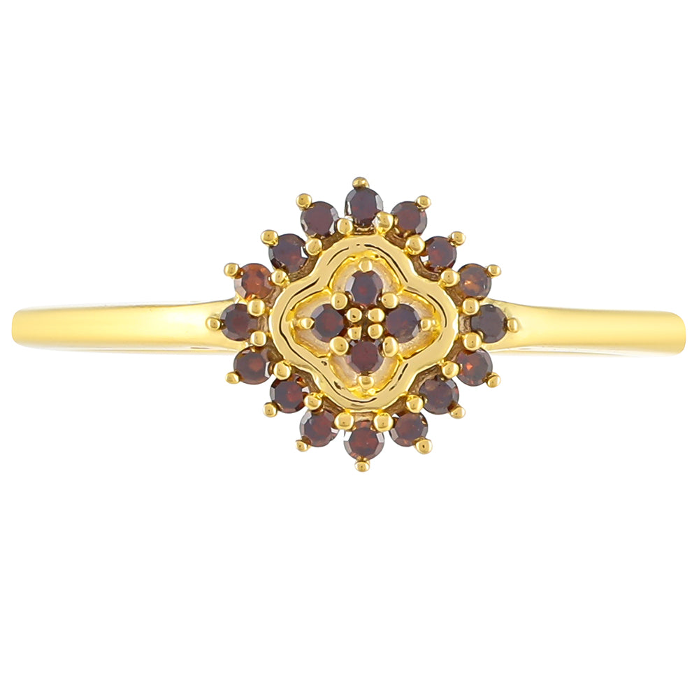 Inel din Argint 925 Placat cu Aur ( 1.48 grame ) cu Diamant Roșu 0.14 Carate