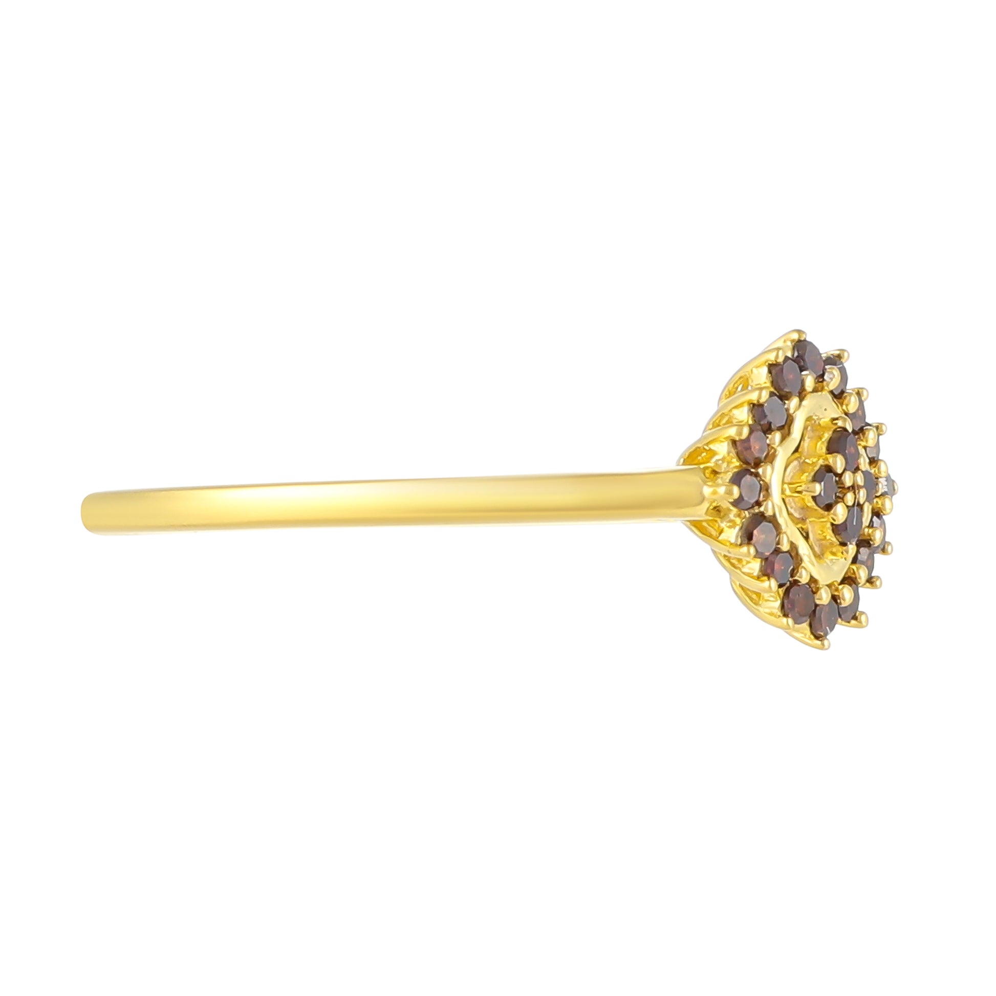 Inel din Argint 925 Placat cu Aur ( 1.48 grame ) cu Diamant Roșu 0.14 Carate 2 