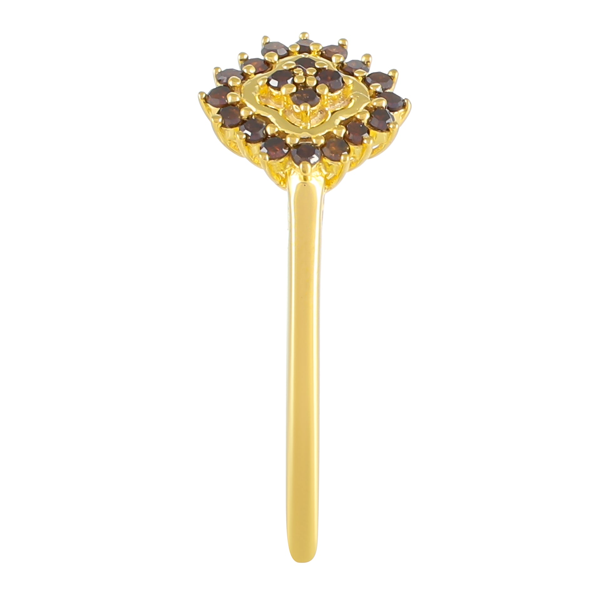 Inel din Argint 925 Placat cu Aur ( 1.48 grame ) cu Diamant Roșu 0.14 Carate 3 