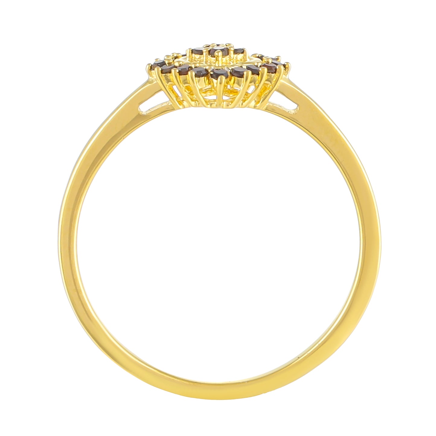 Inel din Argint 925 Placat cu Aur ( 1.48 grame ) cu Diamant Roșu 0.14 Carate