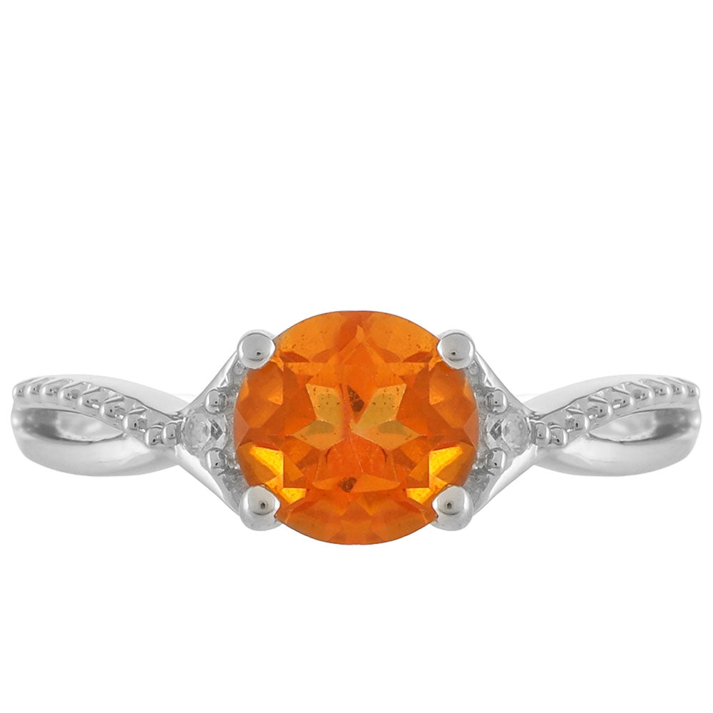 Inel din Argint 925 ( 1.43 grame ) cu Cuarț Padparadscha și Topaz Alb 0.92 Carate