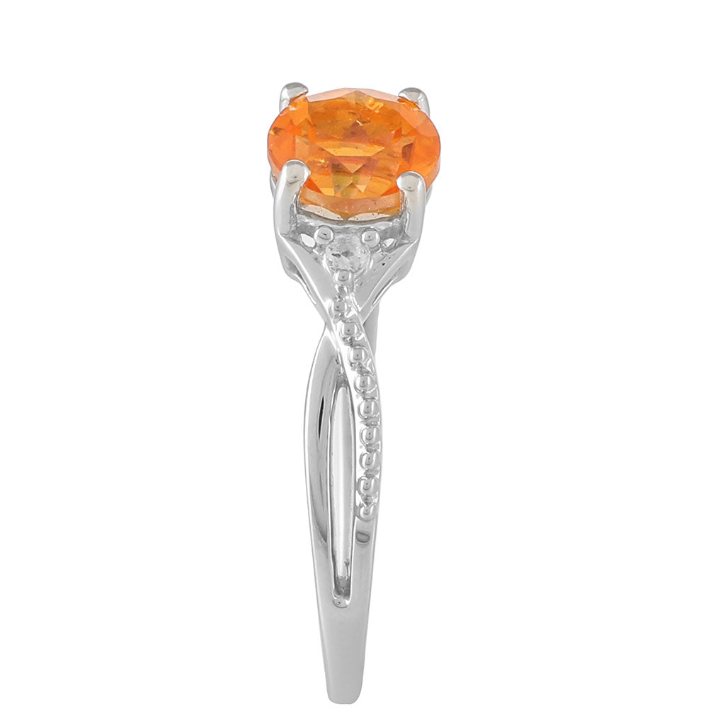 Inel din Argint 925 ( 1.43 grame ) cu Cuarț Padparadscha și Topaz Alb 0.92 Carate 3 