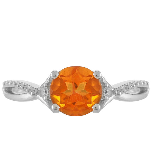 Inel din Argint 925 ( 1.43 grame ) cu Cuarț Padparadscha și Topaz Alb 0.92 Carate