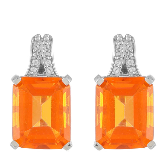 Cercei din Argint 925 ( 2.81 grame ) cu Cuarț Padparadscha și Topaz Alb 5.78 Carate