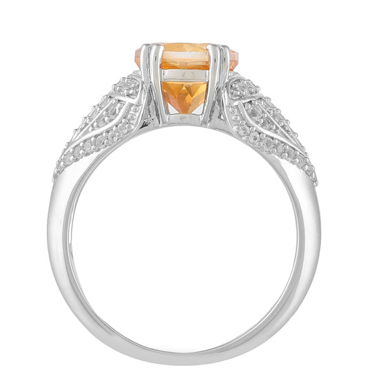 Inel din Argint 925 ( 2.43 grame ) cu Cuarț Padparadscha și Topaz Alb 2.29 Carate