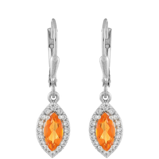 Cercei din Argint 925 ( 1.98 grame ) cu Cuarț Padparadscha și Topaz Alb 1.29 Carate