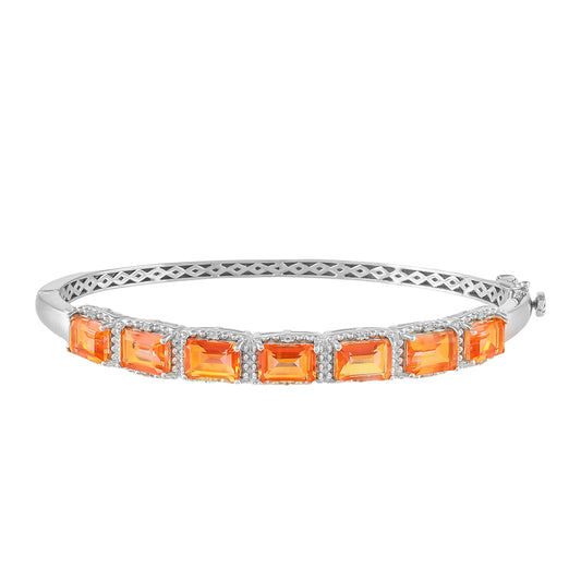 Brățară din Argint 925 ( 13.78 grame ) cu Cuarț Padparadscha și Topaz Alb 6.99 Carate