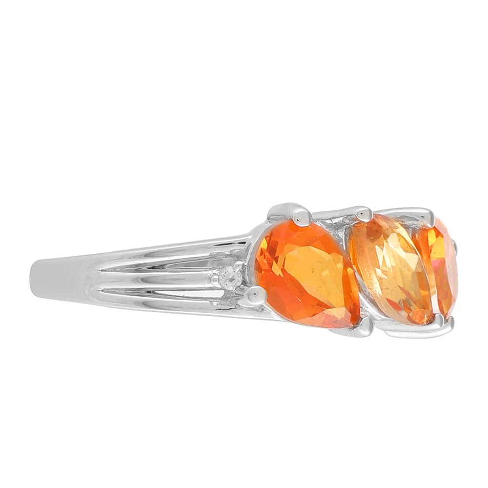 Inel din Argint 925 ( 2.62 grame ) cu Cuarț Padparadscha și Topaz Alb 1.81 Carate