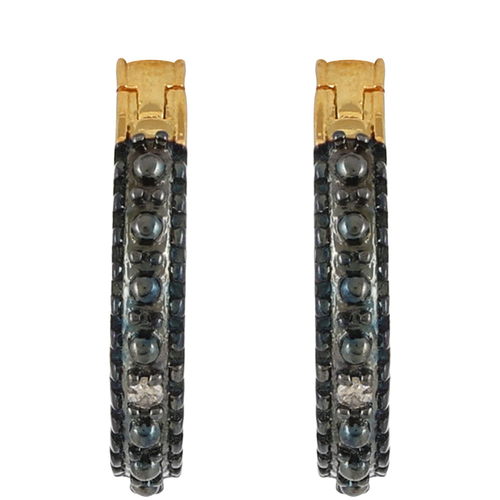 Cercei din Argint 925 Placat cu Aur ( 1.63 grame ) cu Diamant de culoarea Șampaniei 0.01 Carate 2 