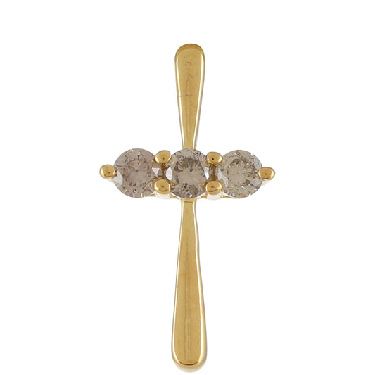 Cruce Pandantiv din Argint 925 Placat cu Aur ( 0.52 grame ) cu Diamant de culoarea Șampaniei 0.16 Carate