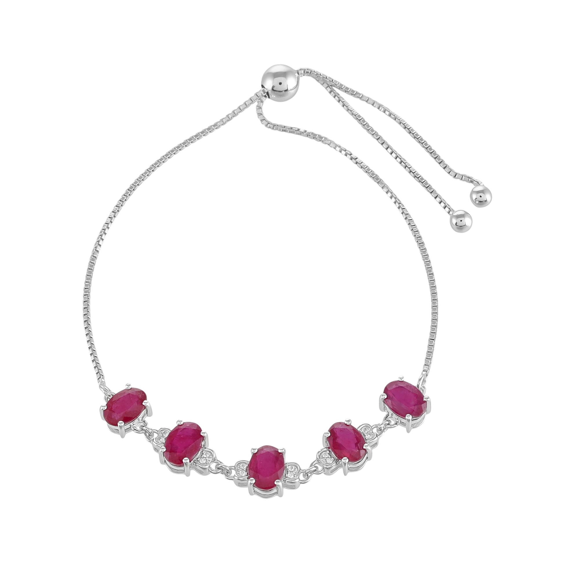 Brățară din Argint 925 ( 4.18 grame ) cu Rubin Thailandez și Topaz Alb 5.92 Carate 1 