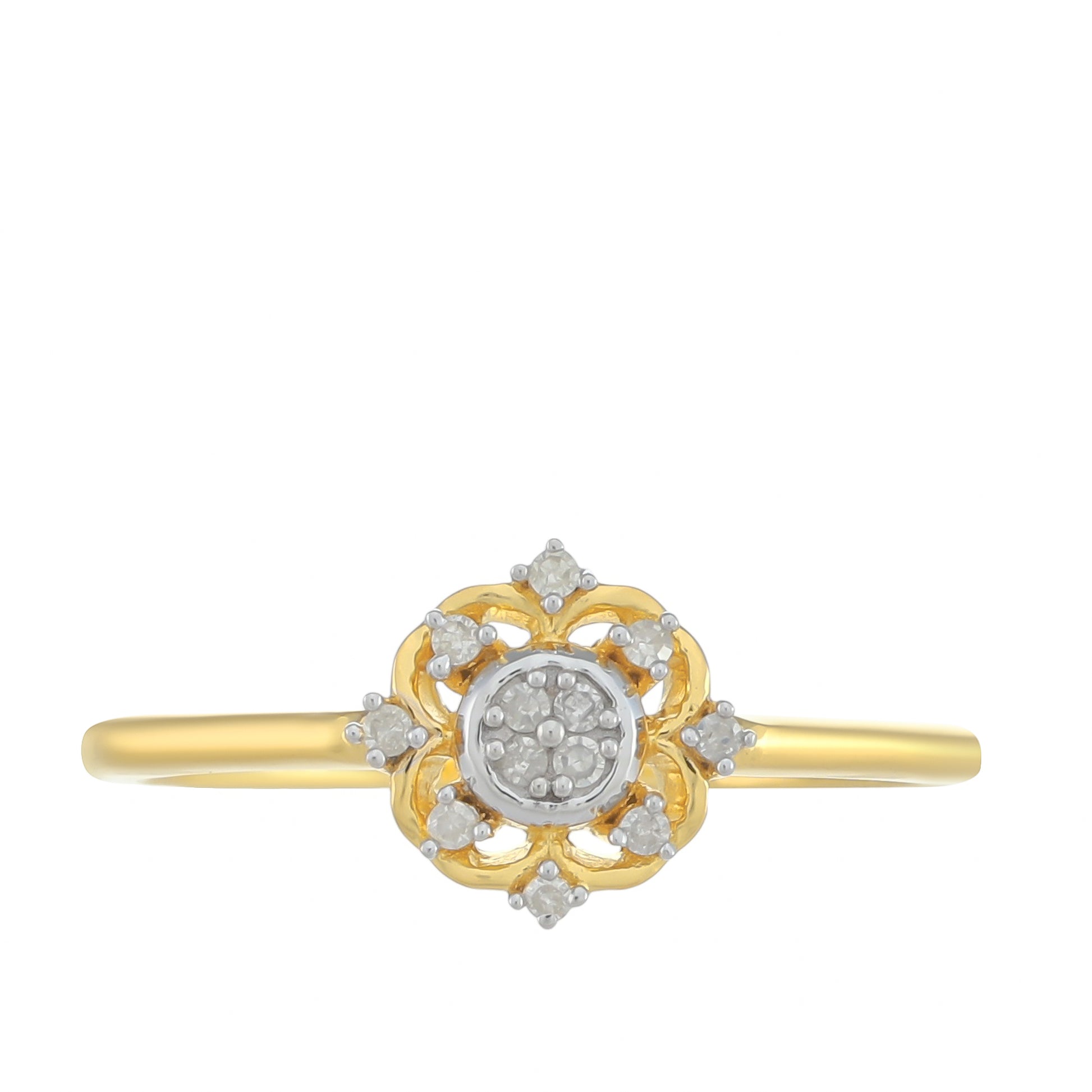 Inel din Argint 925 Placat cu Aur ( 1.3 grame ) cu Diamant Alb 0.06 Carate 1 