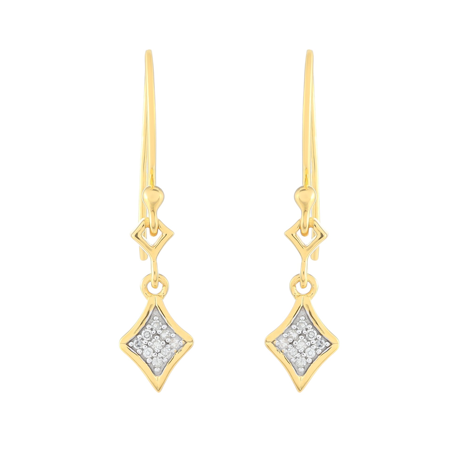 Cercei din Argint 925 Placat cu Aur ( 1.46 grame ) cu Diamant Alb 0.06 Carate 1 