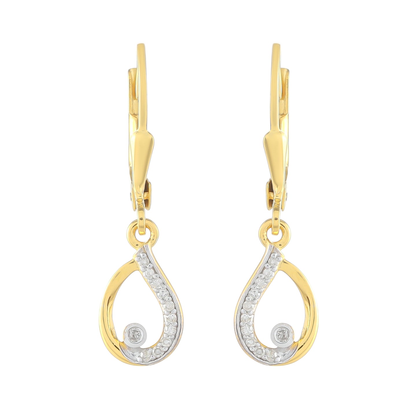 Cercei din Argint 925 Placat cu Aur ( 1.41 grame ) cu Diamant Alb 0.09 Carate