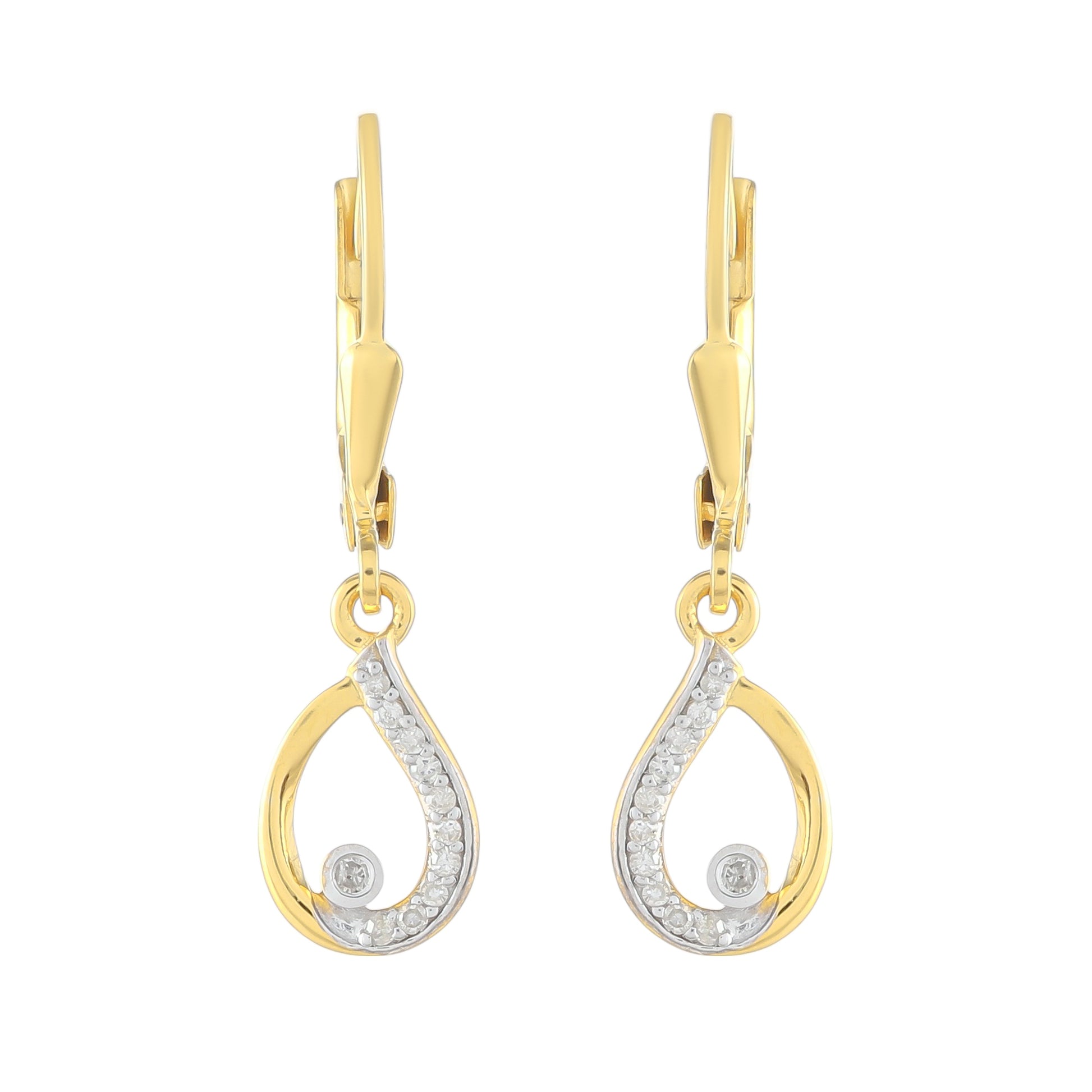 Cercei din Argint 925 Placat cu Aur ( 1.41 grame ) cu Diamant Alb 0.09 Carate 1 