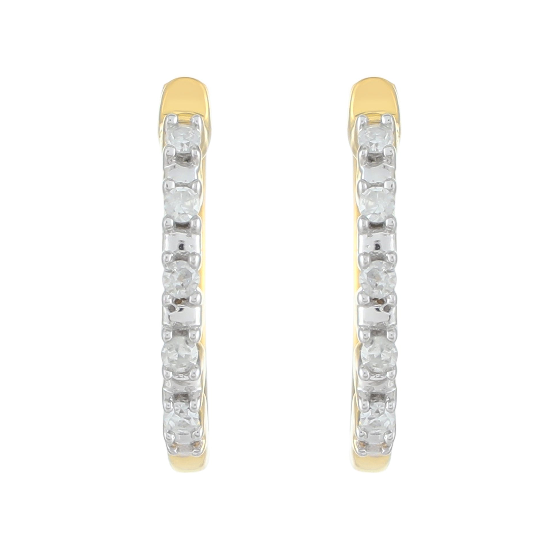 Cercei din Argint 925 Placat cu Aur ( 1.08 grame ) cu Diamant Alb 0.05 Carate 1 