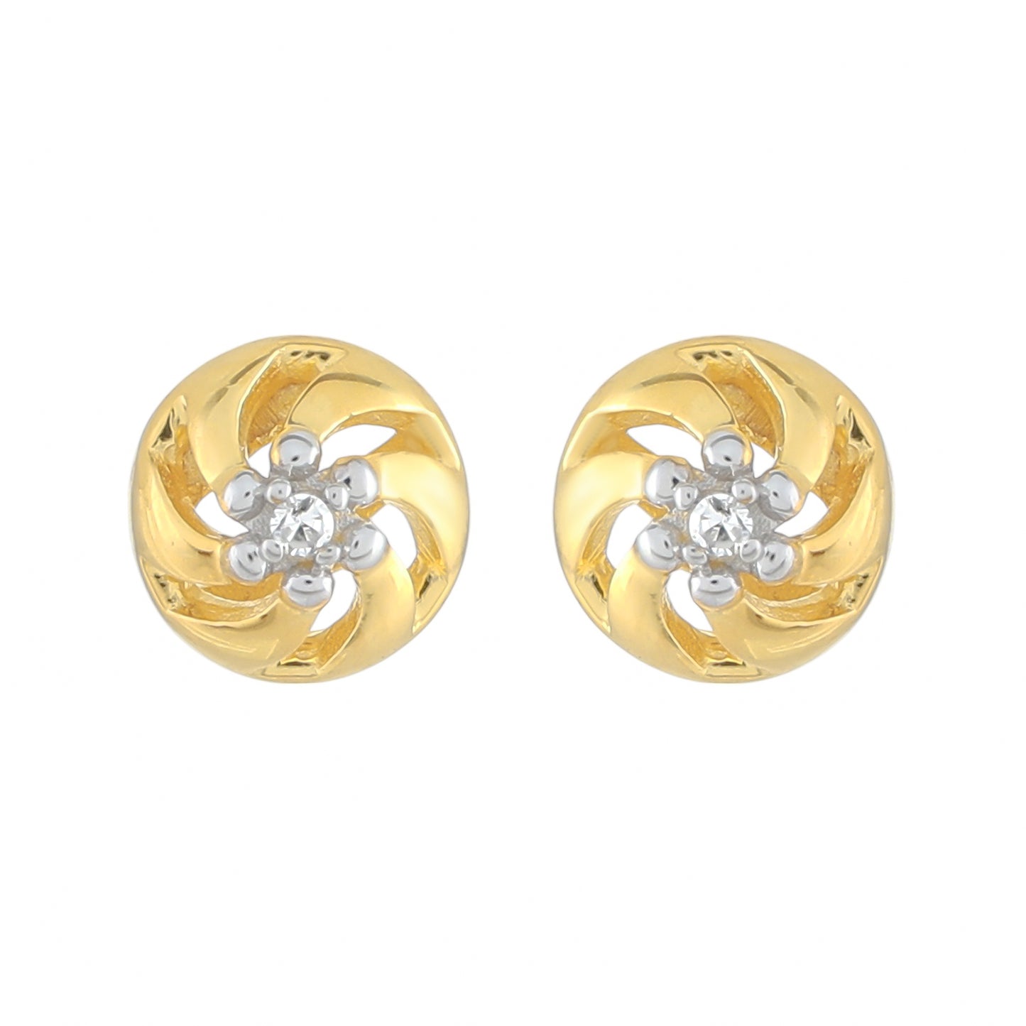 Cercei din Argint 925 Placat cu Aur ( 1.1 grame ) cu Diamant Alb 0.01 Carate