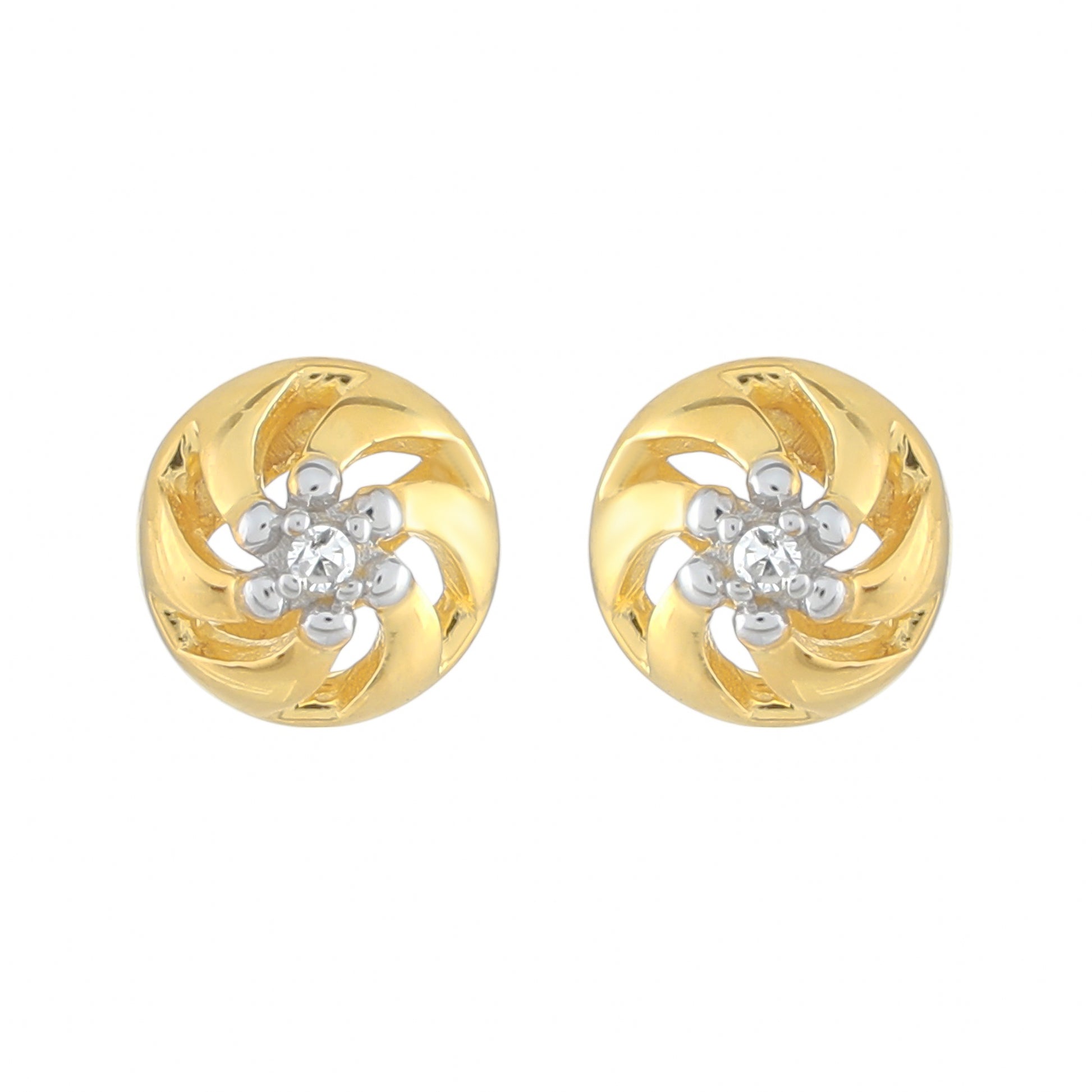 Cercei din Argint 925 Placat cu Aur ( 1.1 grame ) cu Diamant Alb 0.01 Carate 1 