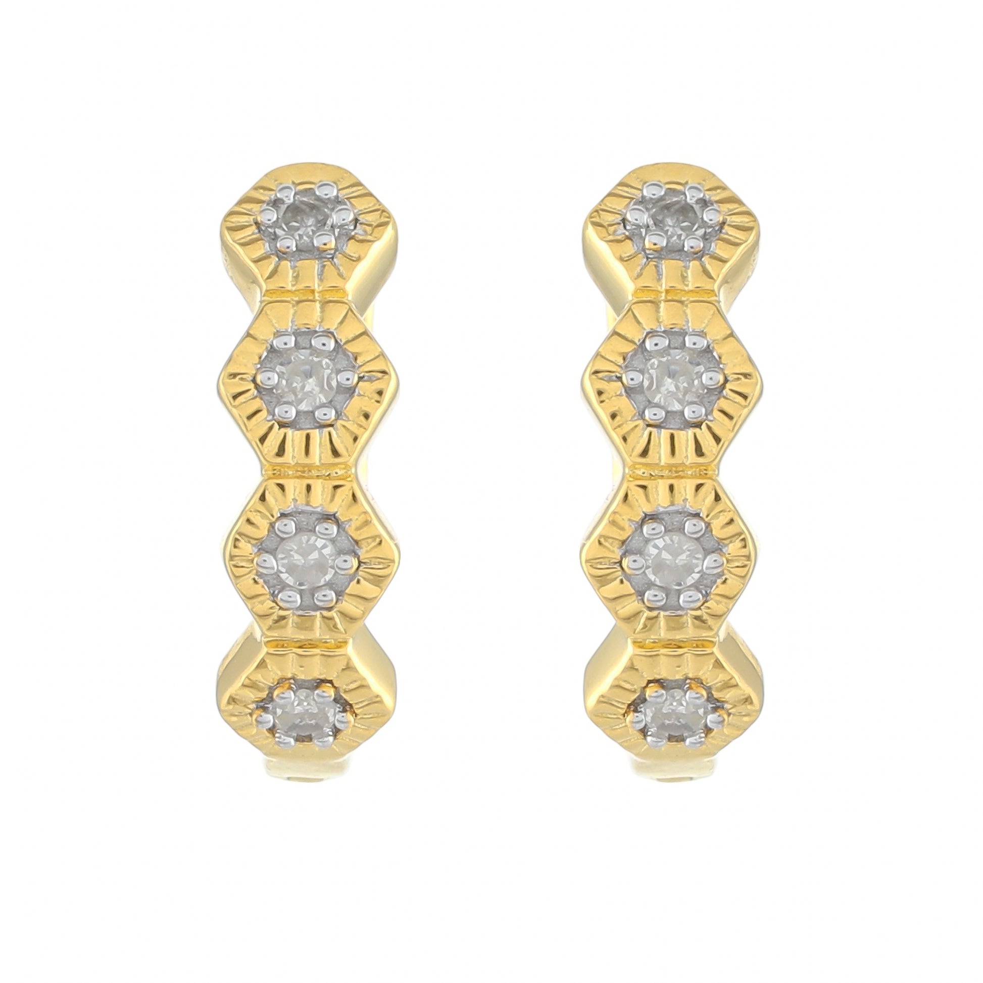 Cercei din Argint 925 Placat cu Aur ( 2.15 grame ) cu Diamant Alb 0.08 Carate 1 