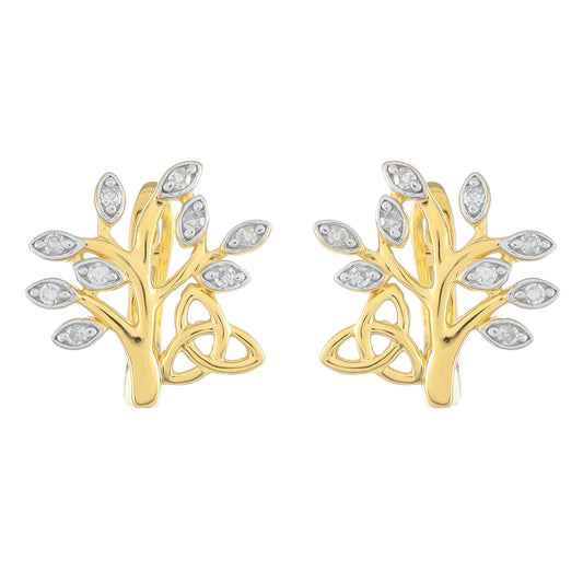Cercei din Argint 925 Placat cu Aur ( 1.74 grame ) cu Diamant Alb 0.09 Carate