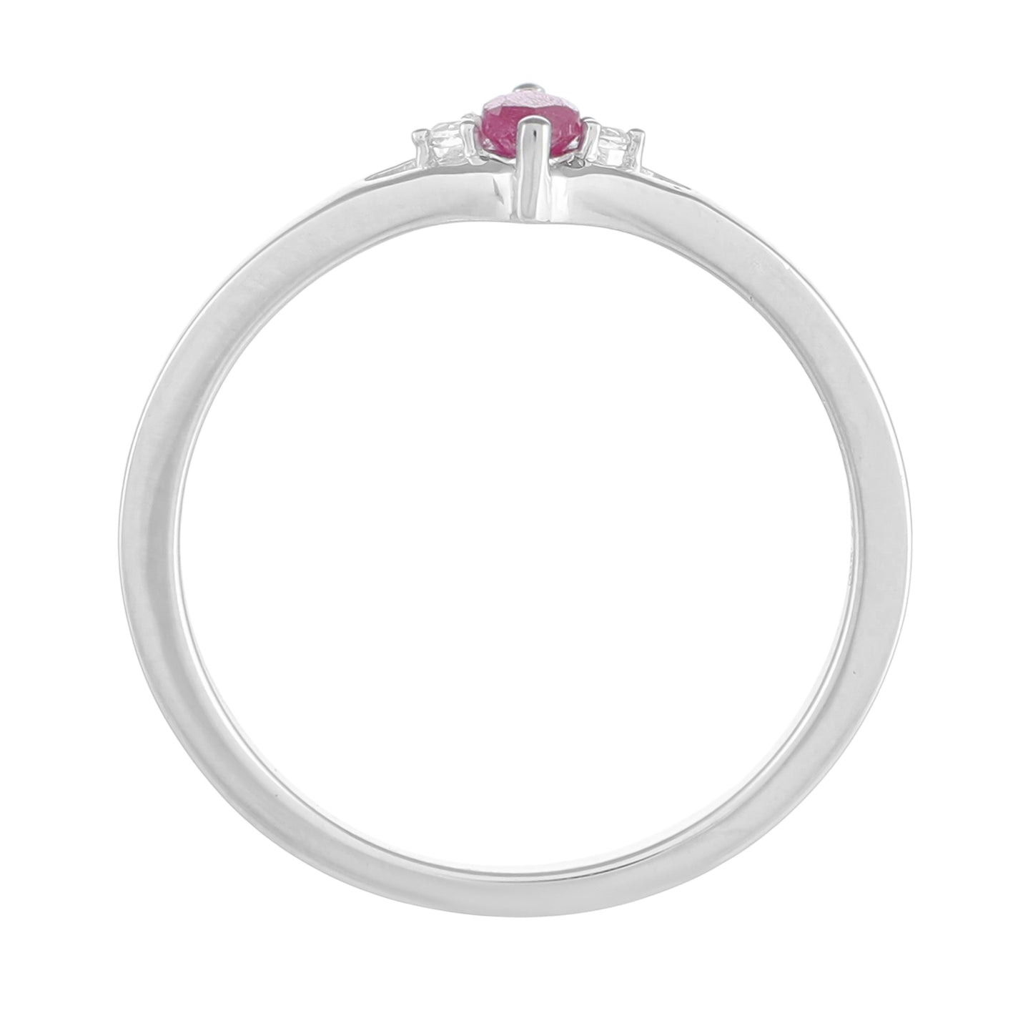 Inel din Argint 925 ( 1.65 grame ) cu Rubin Thailandez și Topaz Alb 0.23 Carate