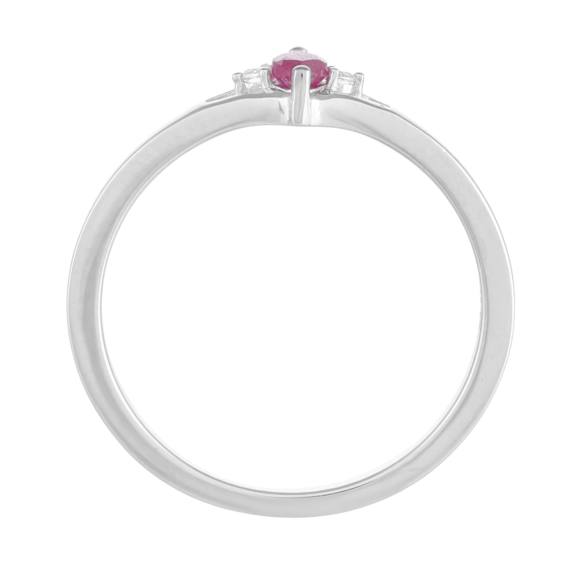 Inel din Argint 925 ( 1.65 grame ) cu Rubin Thailandez și Topaz Alb 0.23 Carate 4 