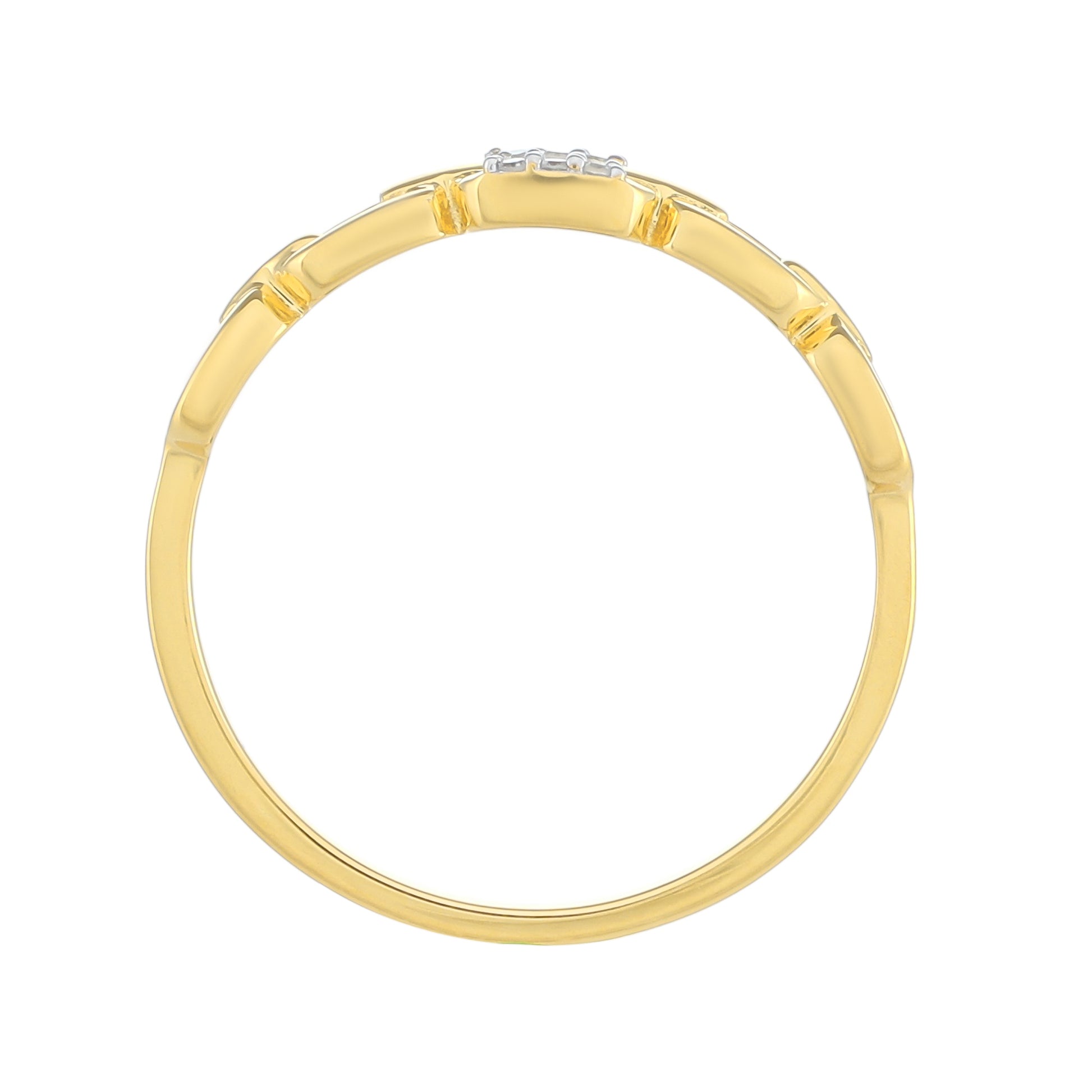 Inel din Argint 925 Placat cu Aur ( 1.43 grame ) cu Diamant Alb 0.02 Carate 3 