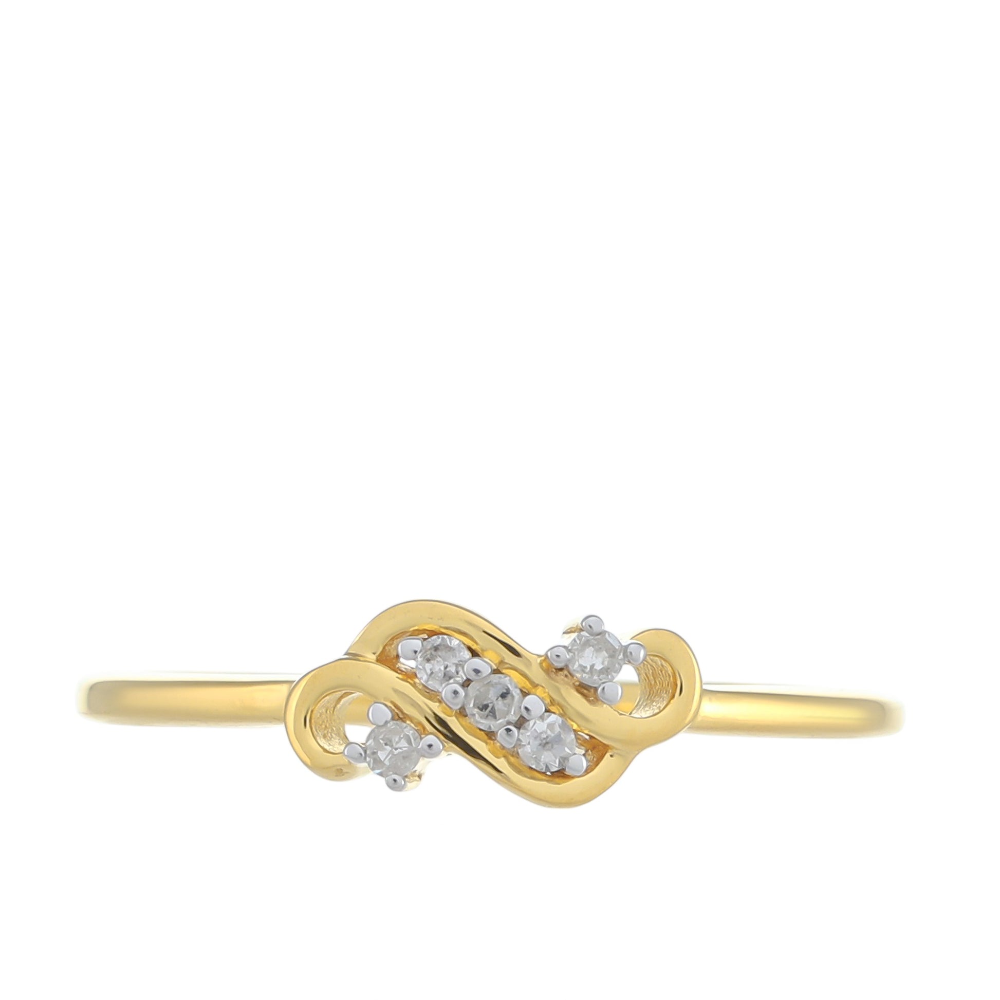 Inel din Argint 925 Placat cu Aur ( 1.32 grame ) cu Diamant Alb 0.05 Carate 1 